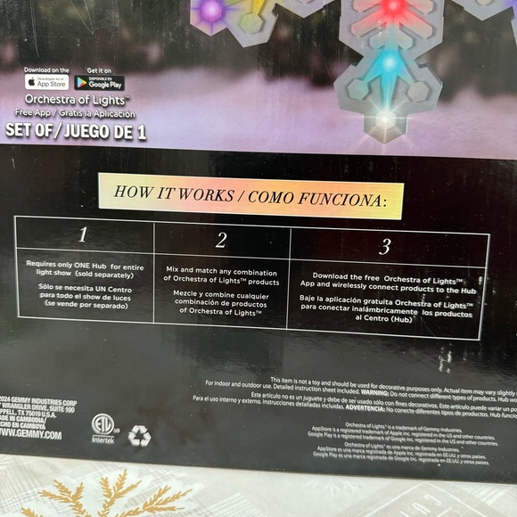 Gemmy Orchestra of Lights 18" 24 Light Color-Changing Hanging Snowflake NEW! - Picture 6 of 7